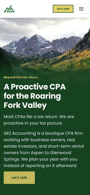SR2 Accounting's new website on a phone